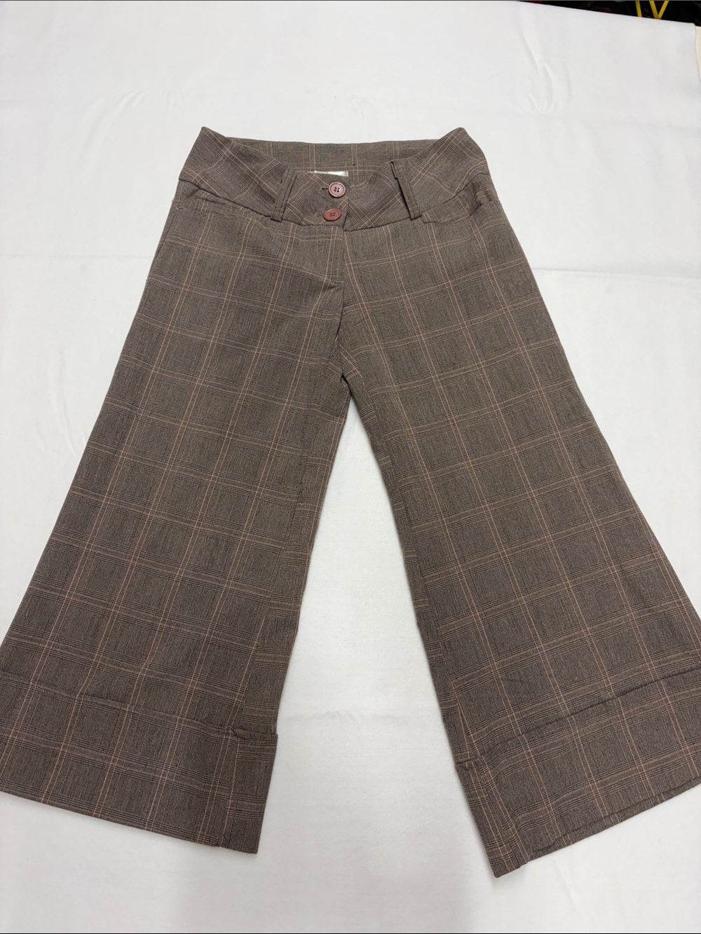 Free Shop Y2K Era Design Vintage Brown Plaid cropped pants size Sm